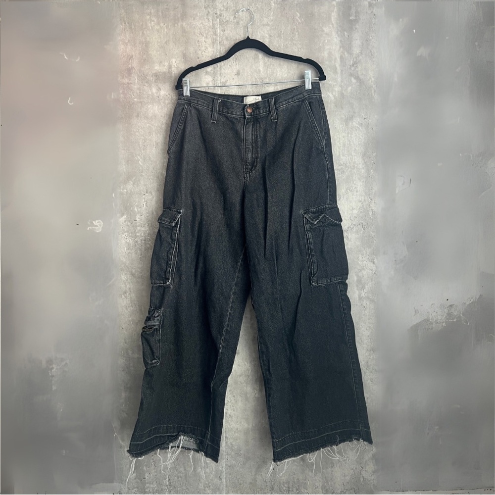 Universal Thread High Rise Wide Leg Cargo Pants Black Size 12 R